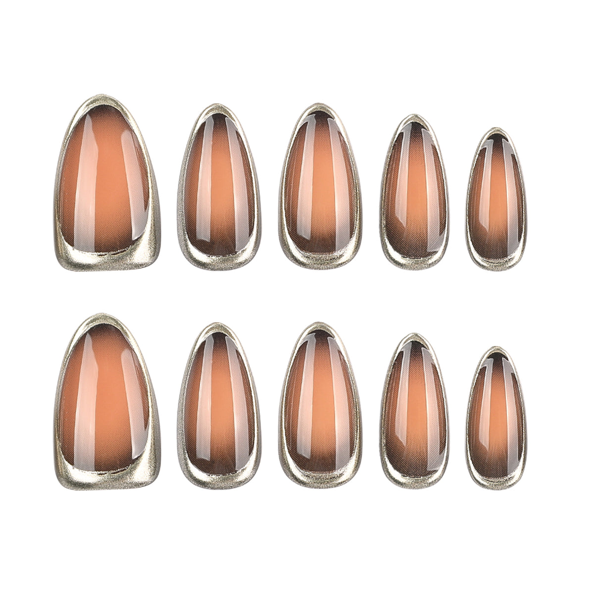 Glamouröse Stiletto-Nägel mit elegantem Goldrand Brehn