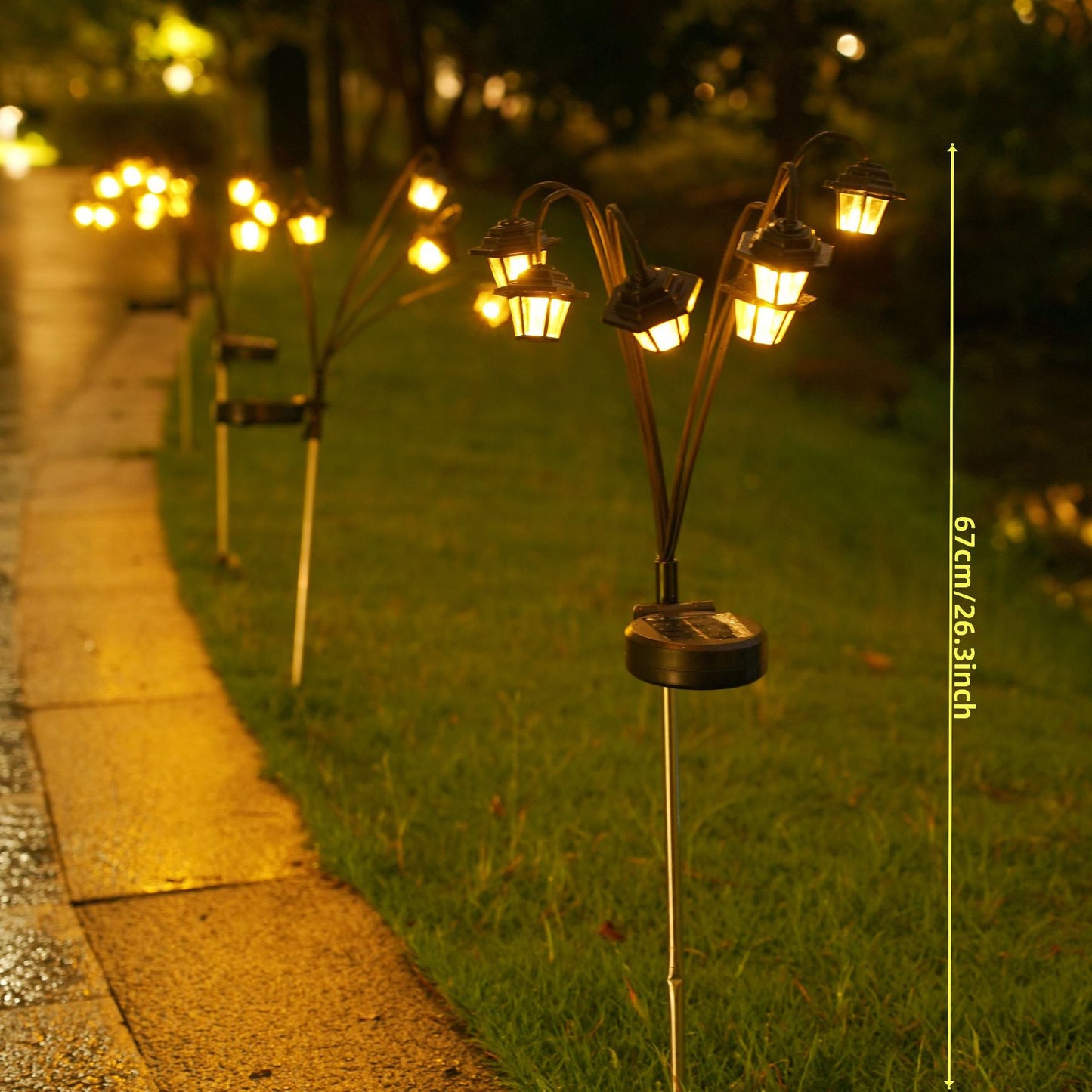 Dekorative Solar-Gartenstecker-Laternen mit mehreren Köpfen und warmem LED-Brehn