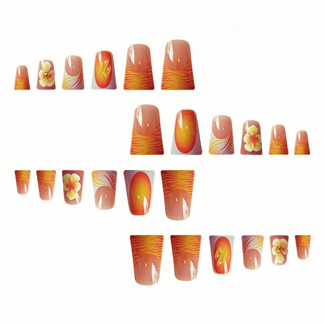 Dekorative florale Press-On Nagelset Brehn