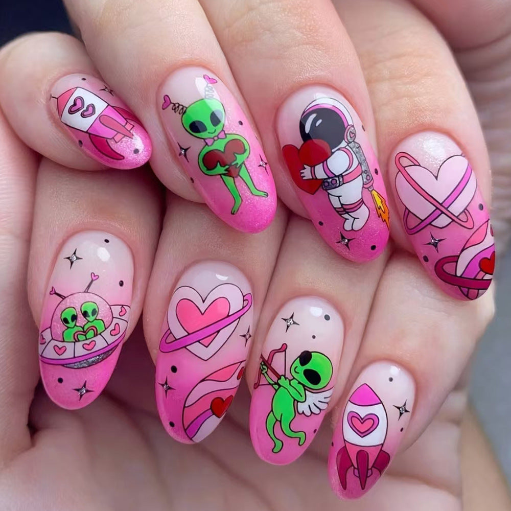 Verspielt Alien-Themen Press-On Nagelkunst Brehn