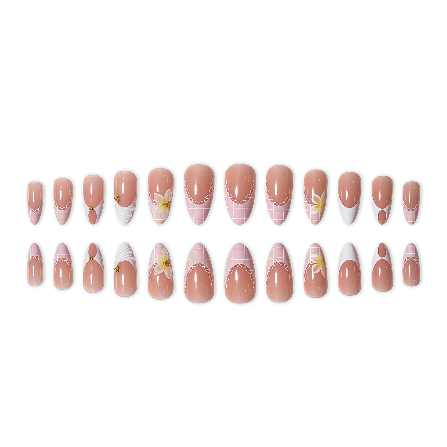 Elegante Blumen Design Nagelverlängerungen Brehn