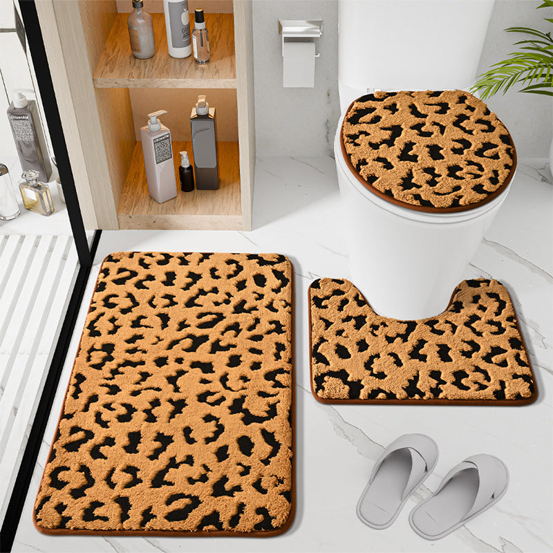 Weiches Luxus-Leopardenmuster-Badeteppich-Set Brehn