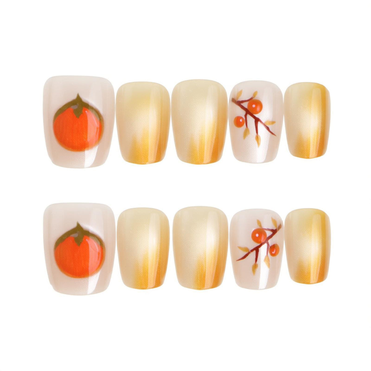 Saisonale Obst-Themen Press-On Nagelkunst Brehn