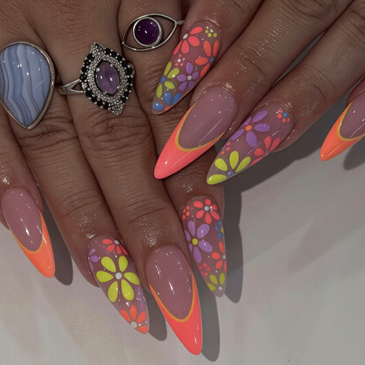 Blumen Design Gel Nagel Kunst Tipps Brehn