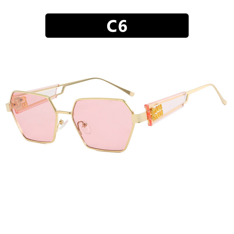 Damen hexagonale Sonnenbrille mit elegantem Metallrahmen und schützenden Gläsern Brehn