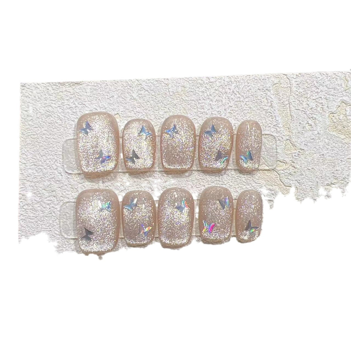 Glitzerndes Press-On-Nagel-Set mit Stern-Akzenten Brehn