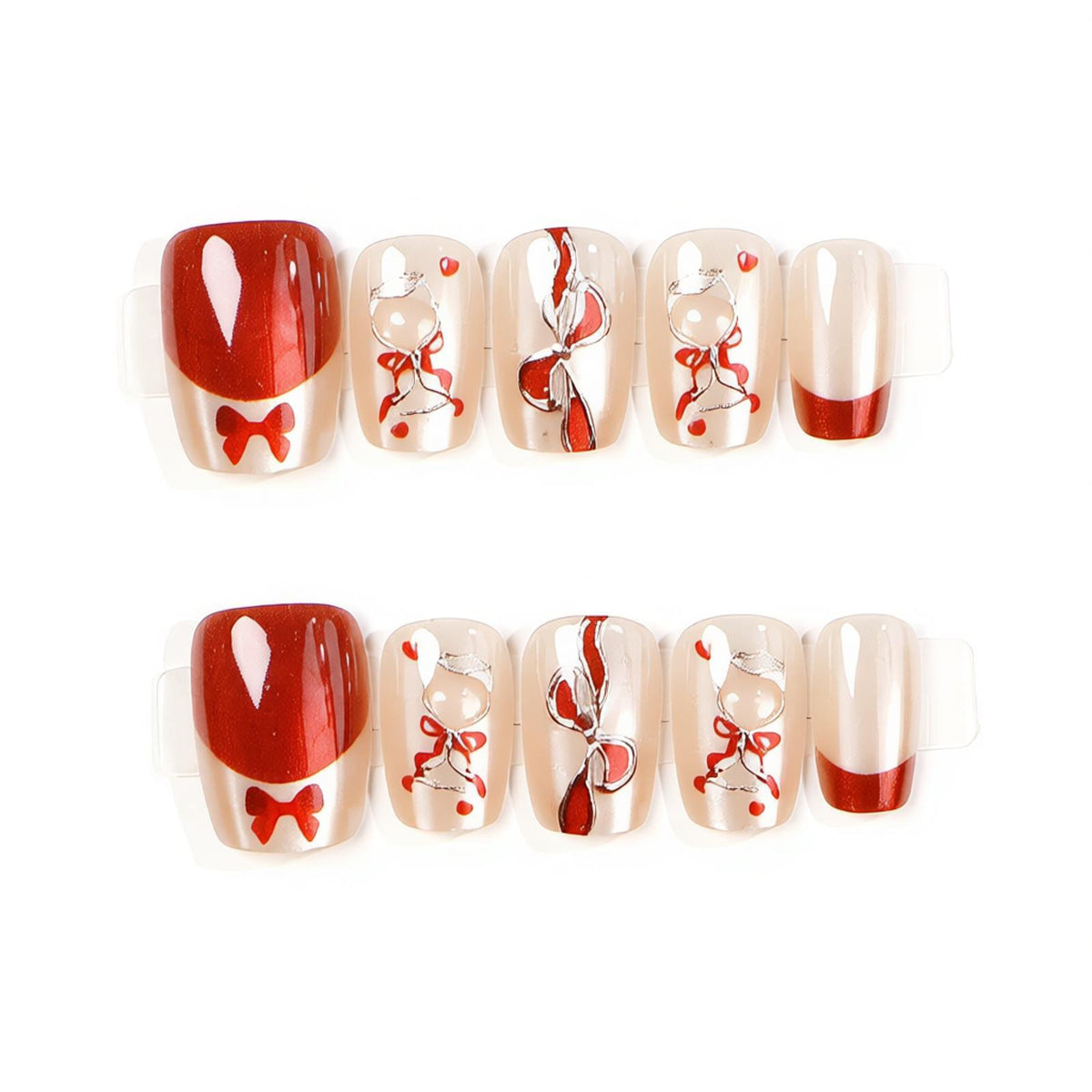 Dekoratives Press-On-Nagelkunst-Set mit Banddesign Brehn