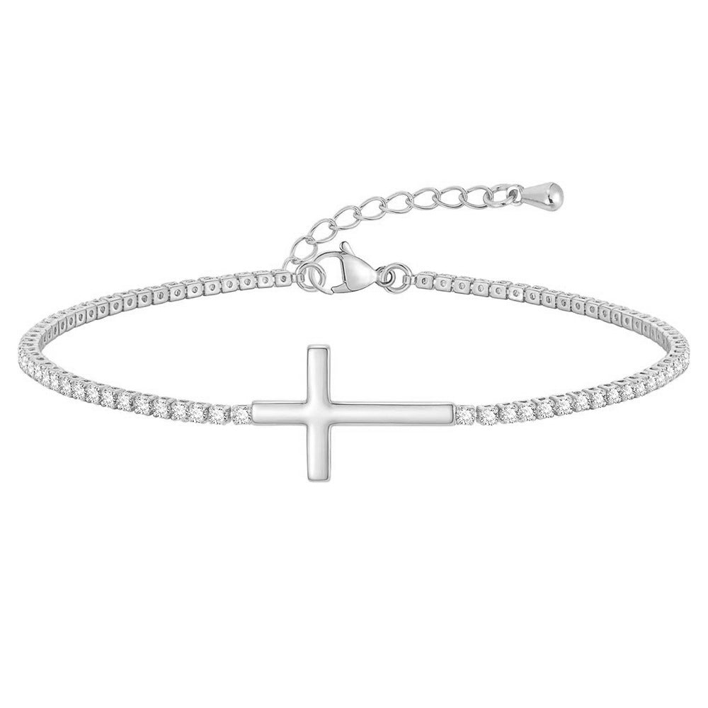Kristallverziertes Kreuz Charme Armband Brehn