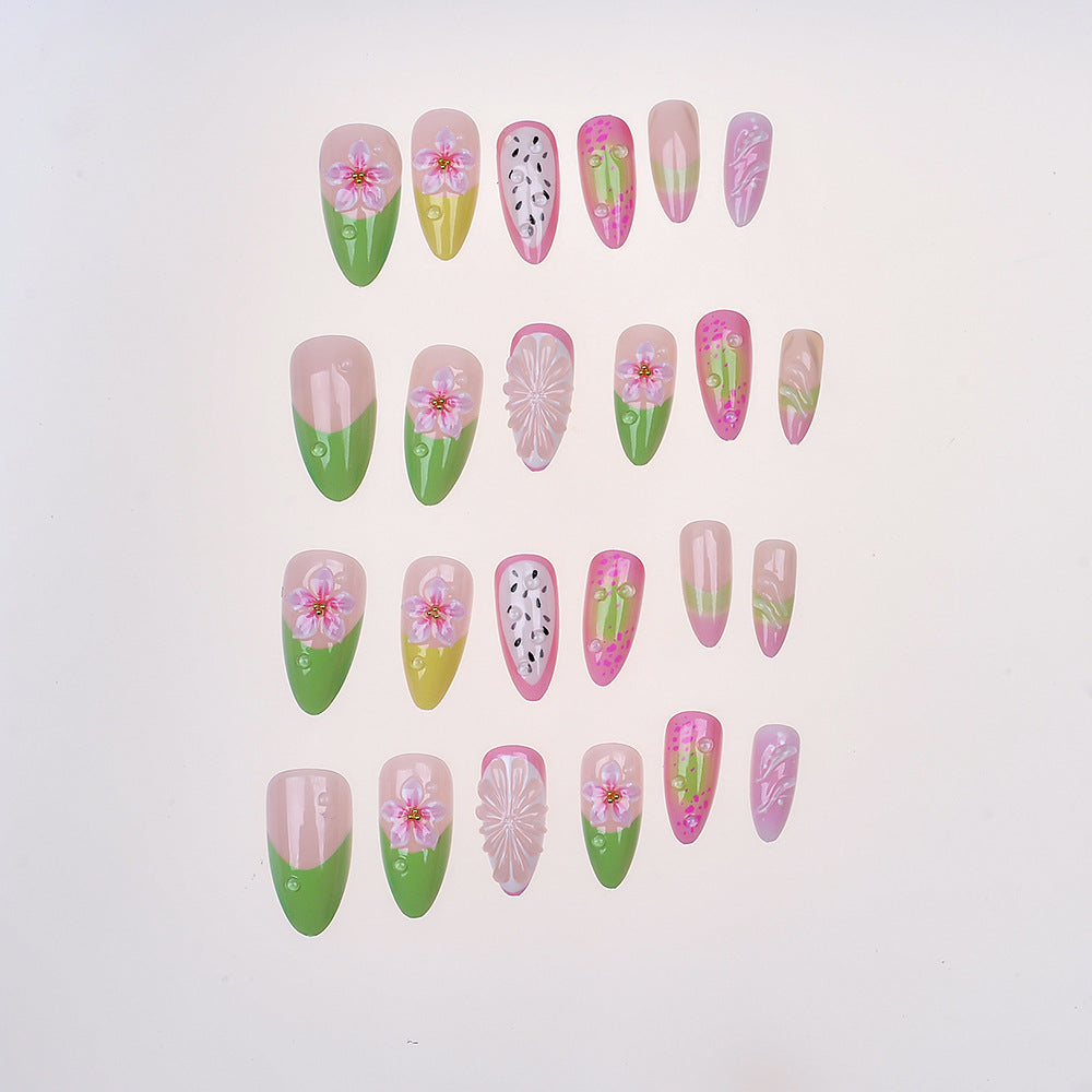 Künstlerisches floral gemustertes Press-On Nagelset Brehn