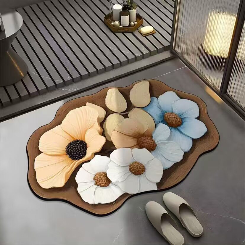 Florales Design Badezimmermatte Brehn