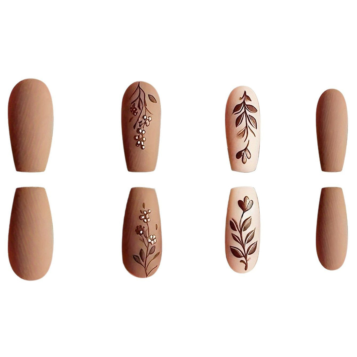 Elegante Florale Matte Nagelkunst Brehn
