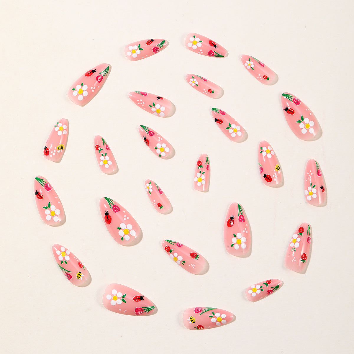 Blumenmuster Stiletto Nagelkunst Brehn