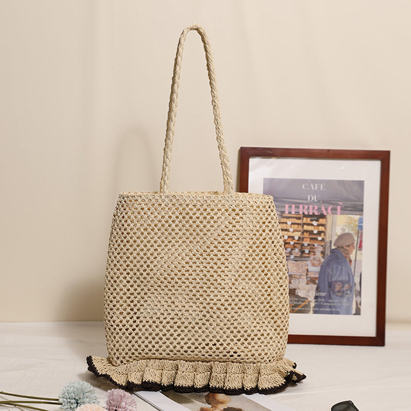 Handgefertigte Basttasche mit Fransigem Saum Brehn
