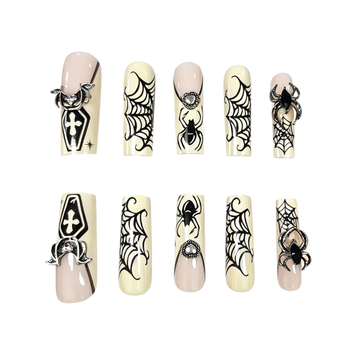 Gothic Halloween-inspirierte Nagelkunst-Erweiterungen Brehn