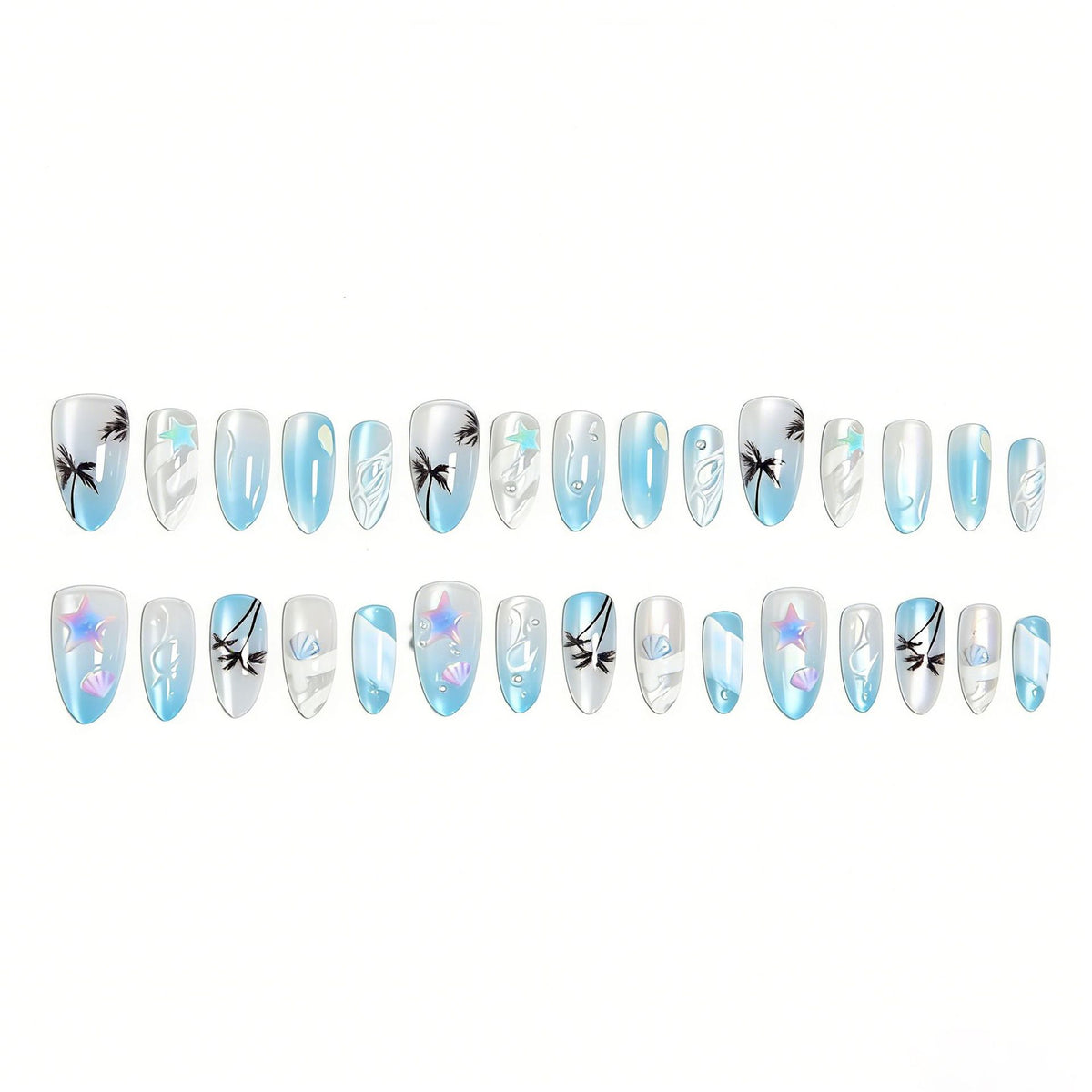 Kunstnagelset mit eleganten Wasser- und Meeresmotiven Brehn