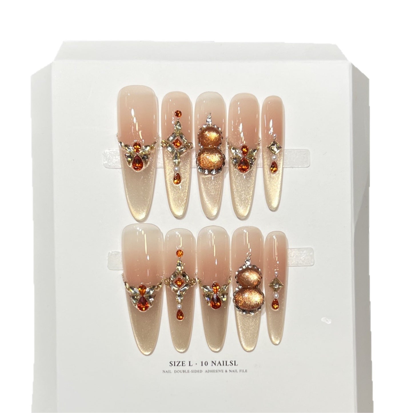 Dekorativer Stiletto Press-On Nagelset mit Edelsteinakzenten Brehn 1788224085