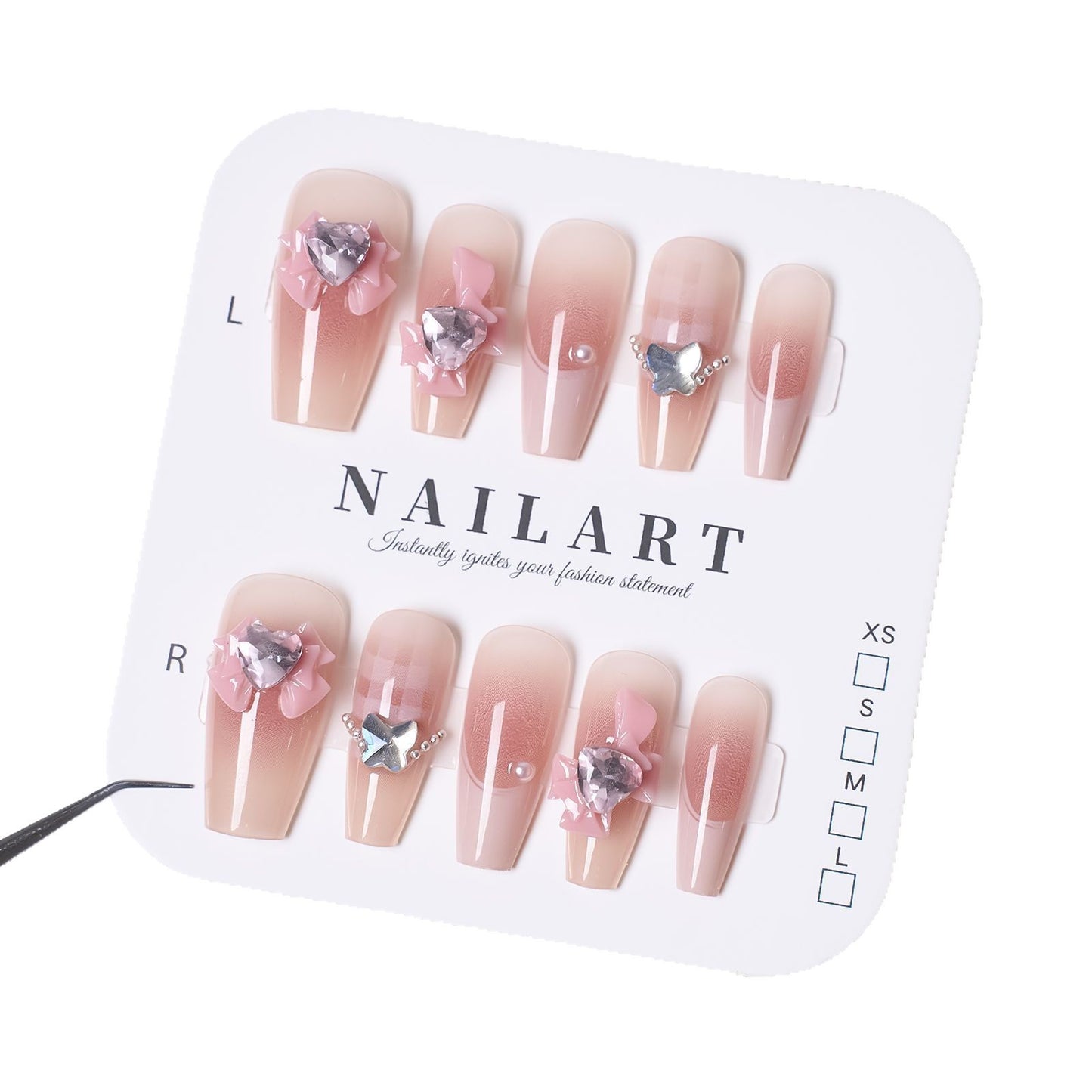 Floral Gemstone Press-On Nail Set Brehn