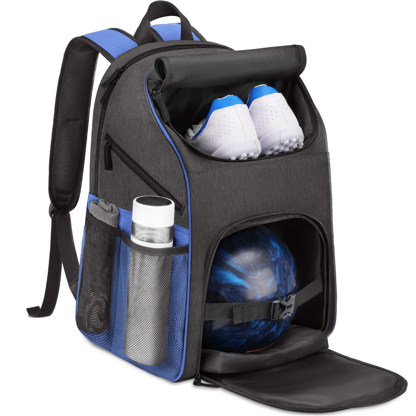 Unisex Sportlicher Rucksack mit speziellen Fächern für Schuhe und Bowlingball Brehn