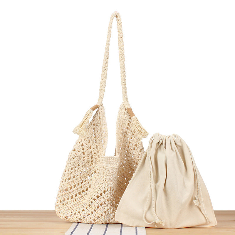 Handtasche Aus Geflochtenem Naturmaterial mit Innentasche Brehn