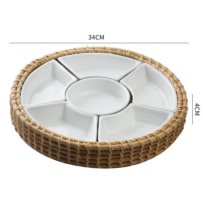 Unisex Servierteller mit integriertem Dip-Schalen-Set Brehn