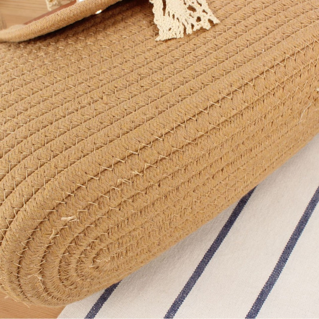 Elegante Bast-Umhängetasche mit Lederdetails Brehn