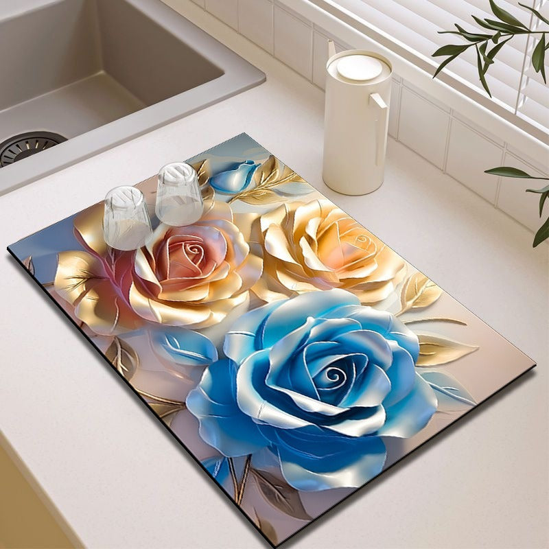 Elegante Blumenmuster Küchenmatte