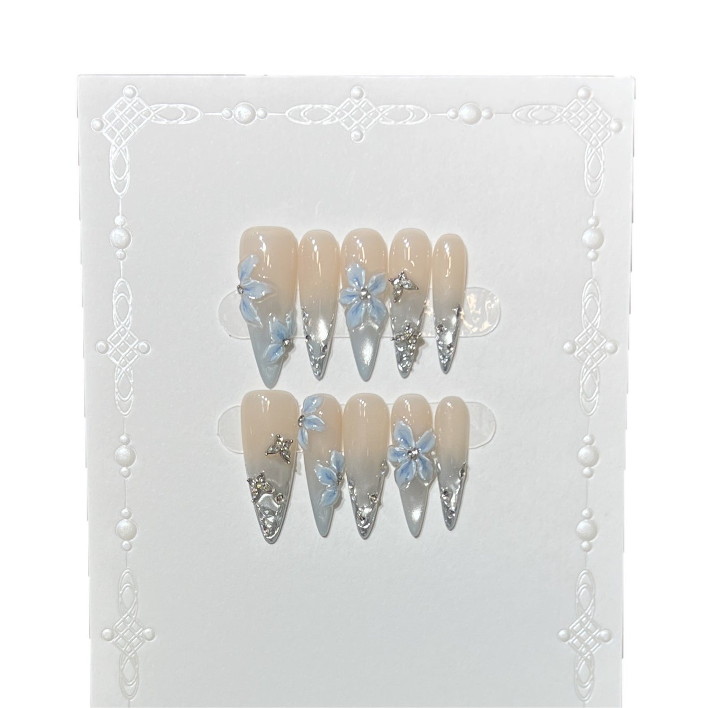Elegante Stiletto Floral Press-On Nail Set Brehn