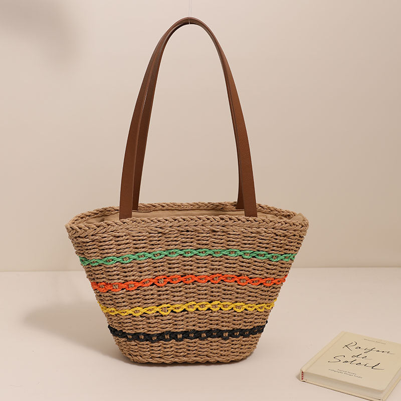 Trendige Strohtasche mit Bunten Details Brehn