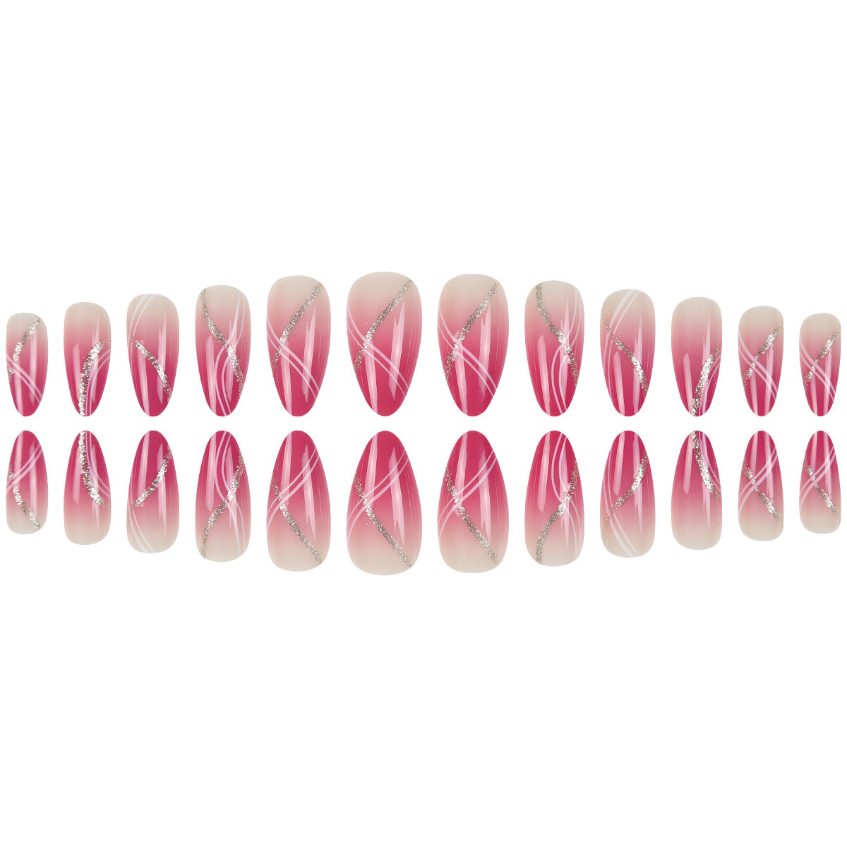 Elegantes Stiletto Press-On Nagelkunst-Set mit Glitzerakzenten Brehn