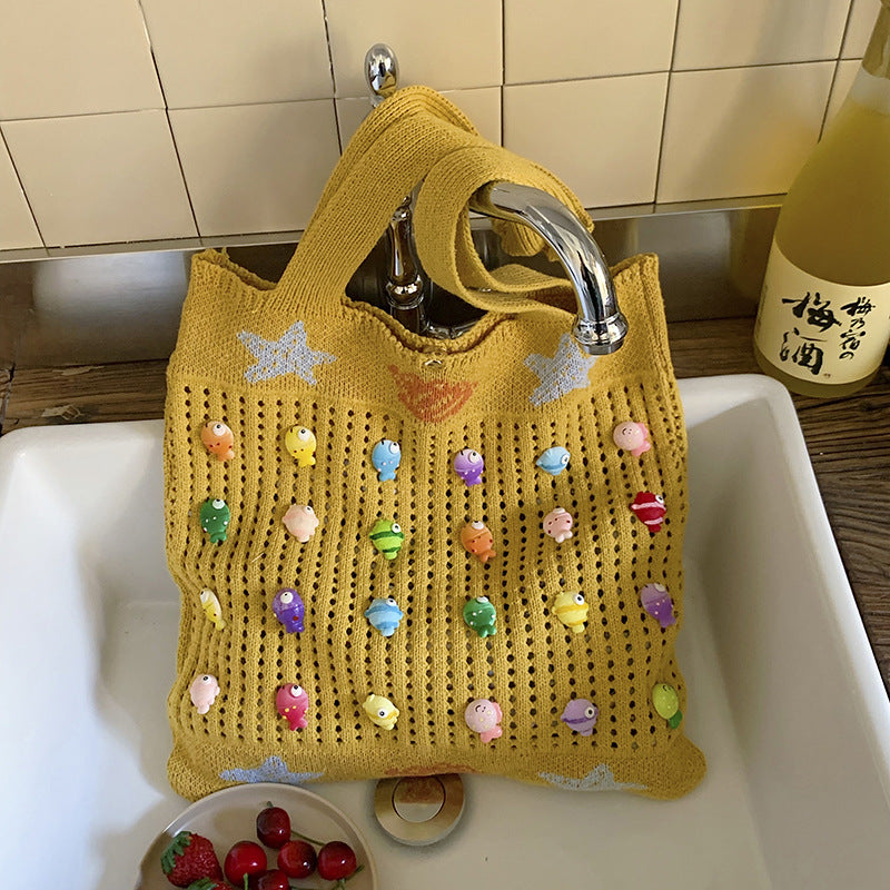 Bunte Dekorative Häkel Tote Bag Brehn