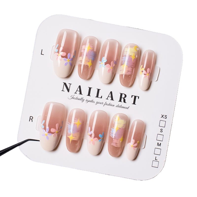 Florale Blüten Künstlerische Press-On-Nagelset Brehn