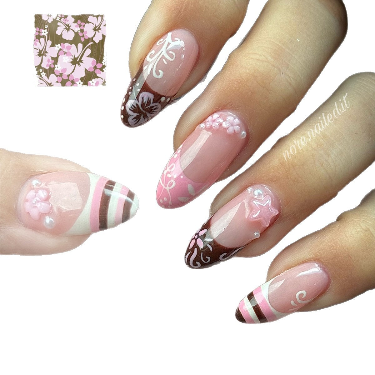 Künstliche Fingernägel Im Elegant Floralen Design Brehn
