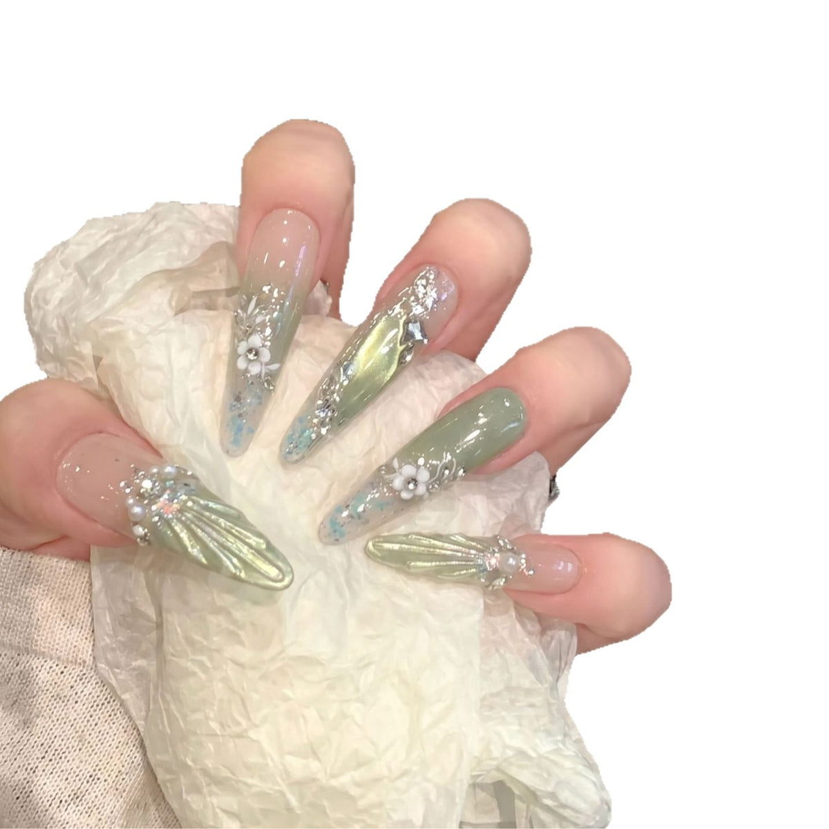 Blumenakzent Stiletto Press-On Nägel Brehn