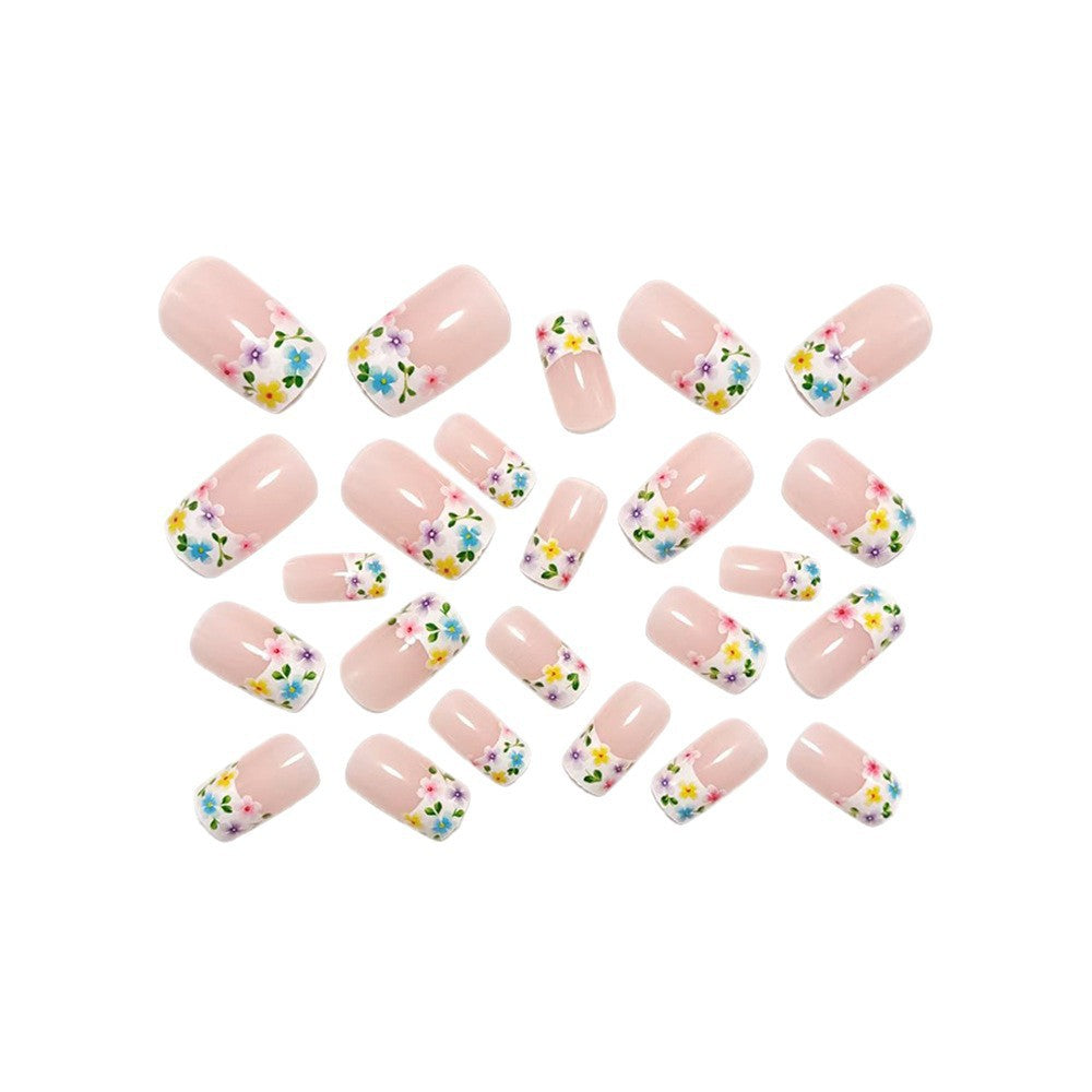 Kunstvolle Nagelverlängerung mit Bunten Blumenmotiven Brehn