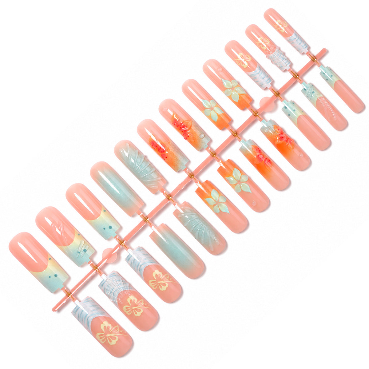 Kunstnagelset mit floralen und luxuriösen Verzierungen Brehn