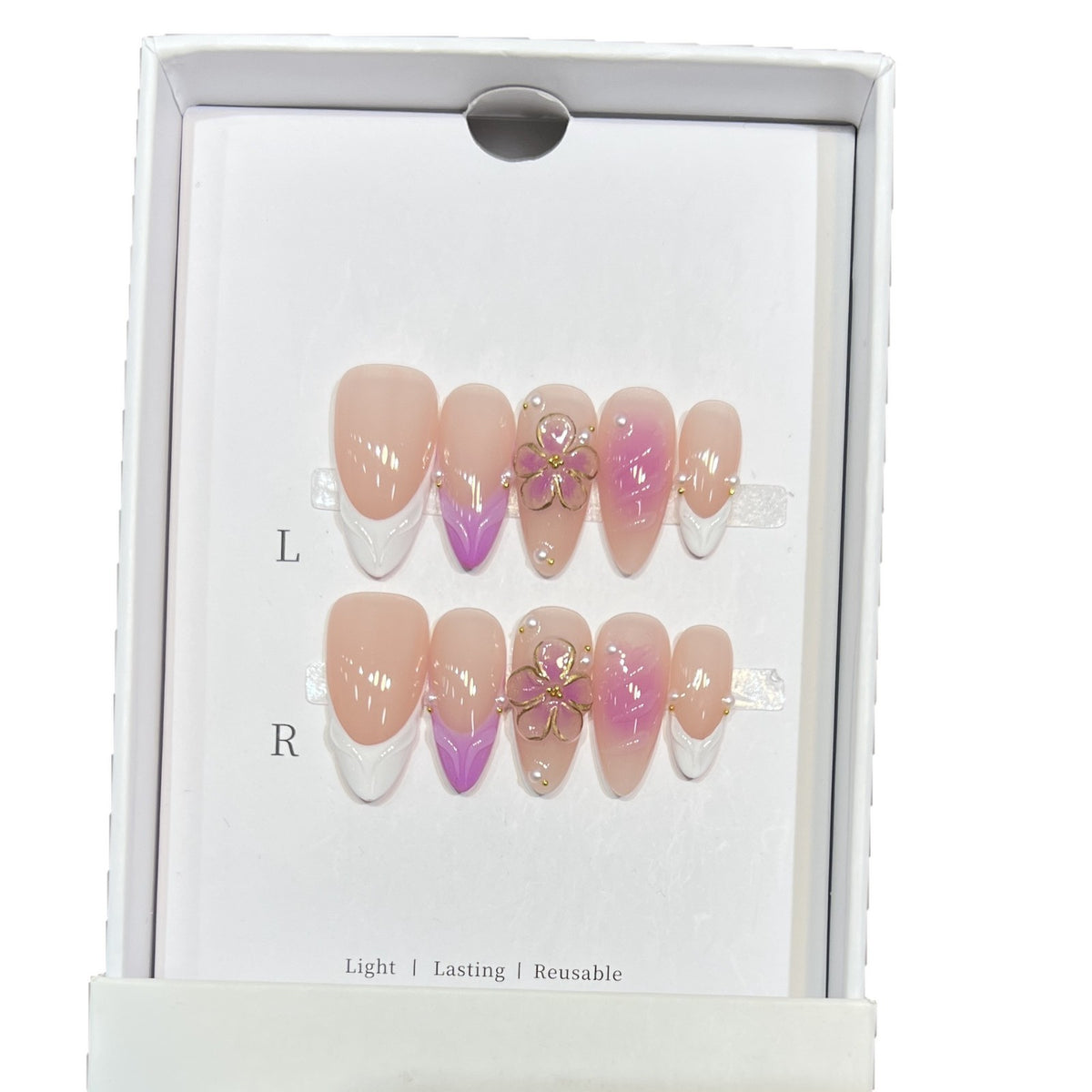 Künstlerisches Floral Press-On Nagelset Brehn