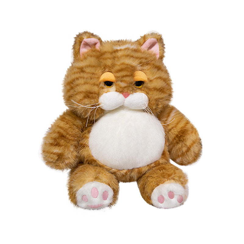Fetter Plüsch Tabby Katze Sitzkuscheltier mit gesticktem Gesicht, Schnurrhaaren & bohnengefülltem Boden Brehn