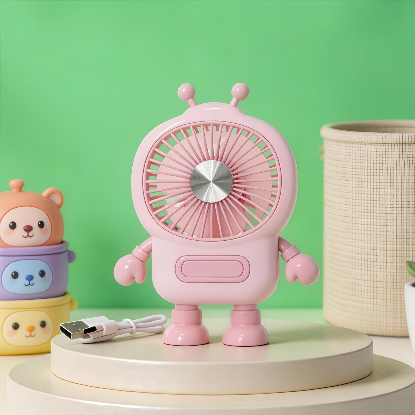 Damen Tragbarer USB Mini-Ventilator im kreativen Roboterdesign Brehn