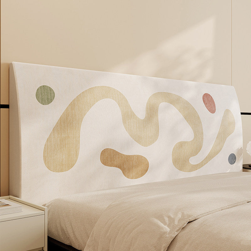Upholstered Padded Headboard Cover with Abstract Minimalist Print