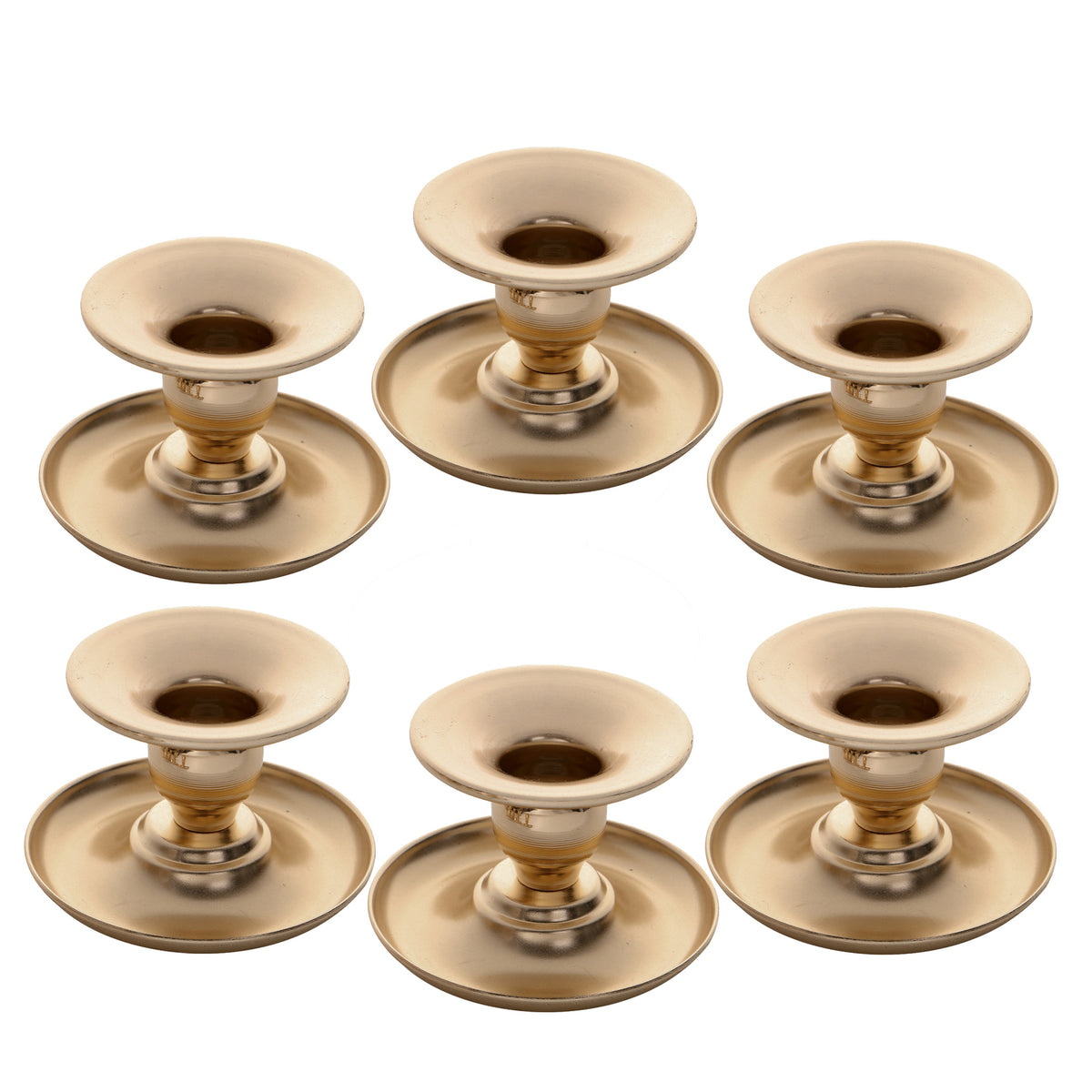 Vintage-inspirierter solider Metallkerzenhalter mit breiter Tropfschale und ausgestelltem Becher Brehn