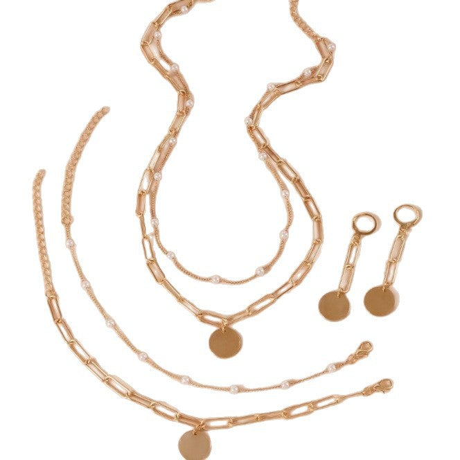 Elegantes Perlen- und Goldketten-Schmuckset Brehn