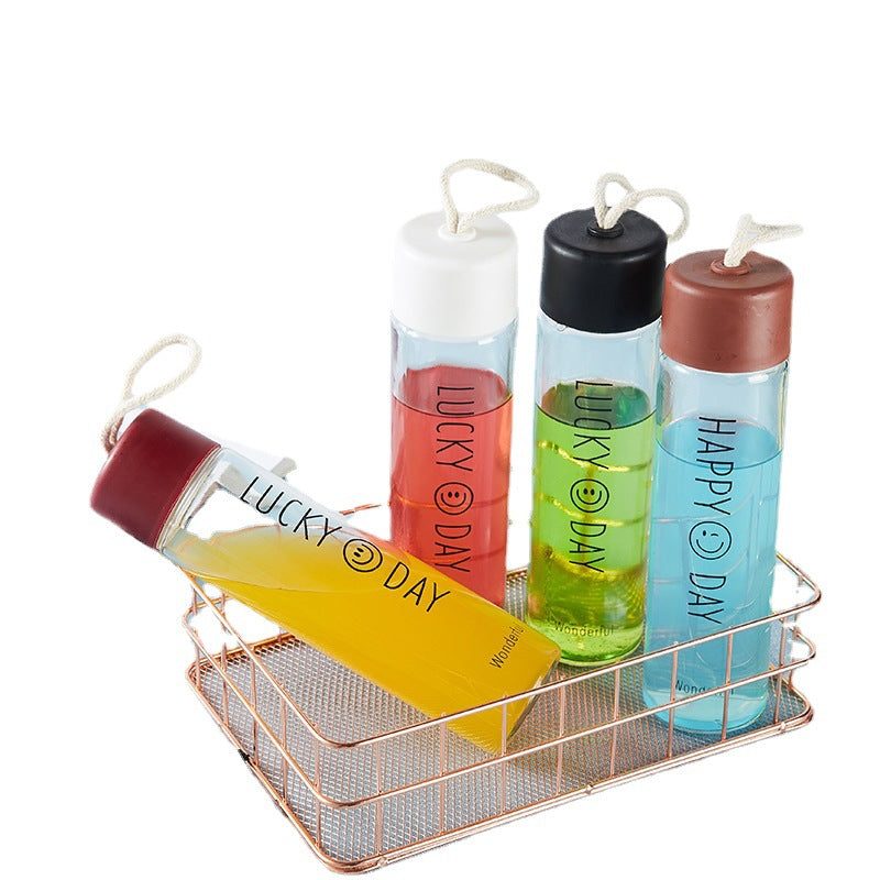 Damen Hochwertige Glas Trinkflasche mit Karabiner Brehn