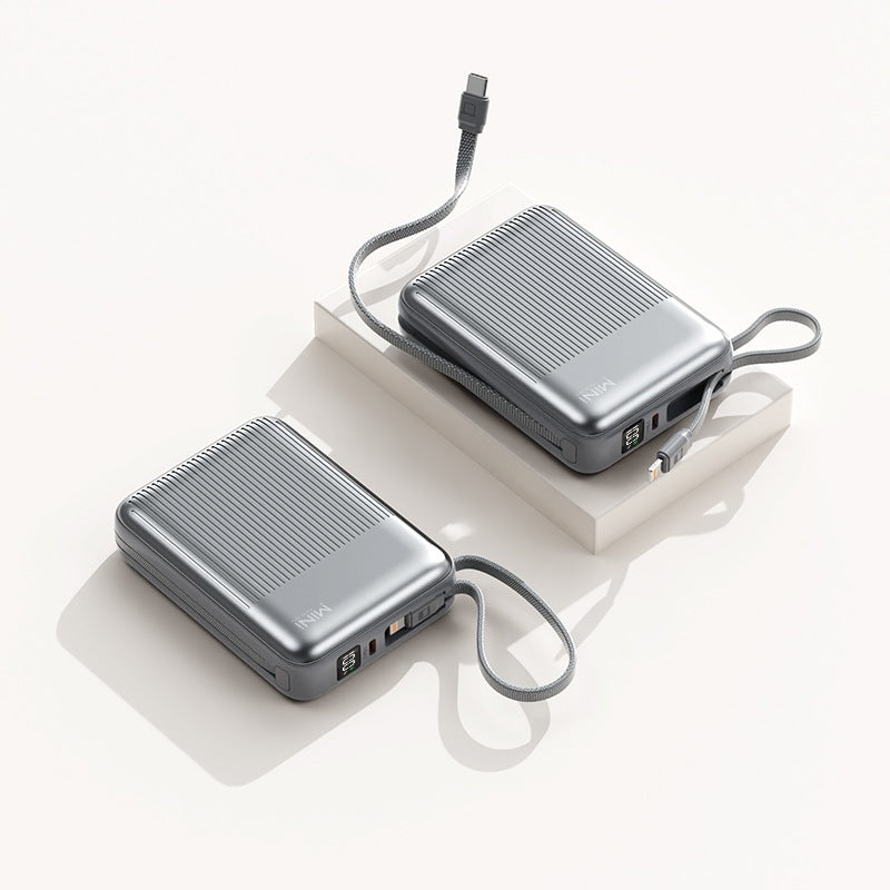 Kompakte Powerbank mit integriertem Kabelsystem Brehn
