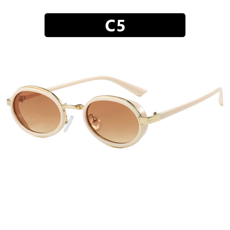 Damen runde Sonnenbrille mit leichten Gläsern und goldenen Akzenten Brehn