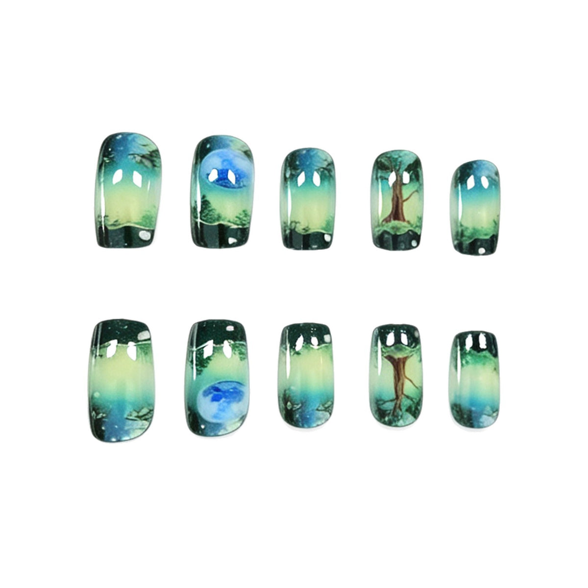 Künstlerisch von der Natur inspirierte Nagelkunsterweiterungen Brehn