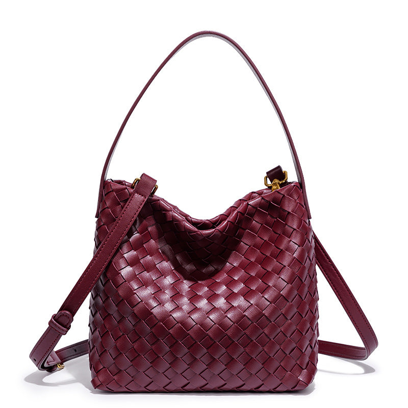 Elegante Geflochtene Leder Schultertasche Brehn