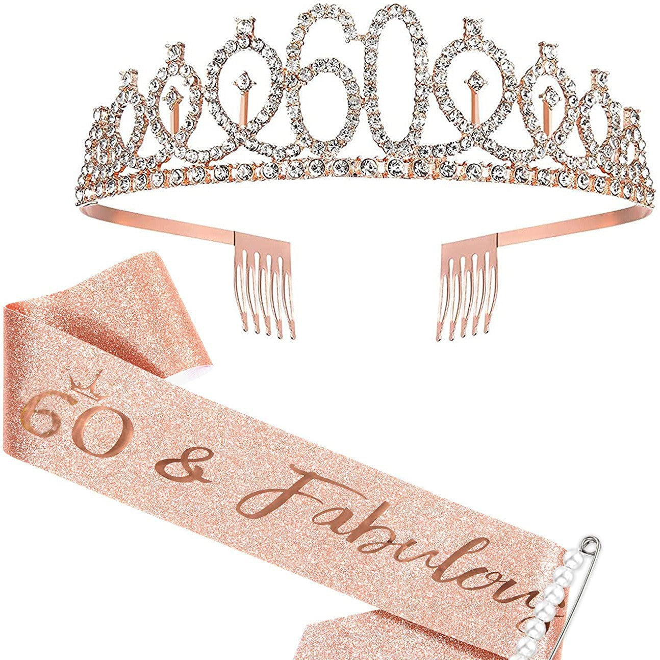 Damen Kristallverzierte Geburtstagskrone mit personalisiertem Sash Brehn