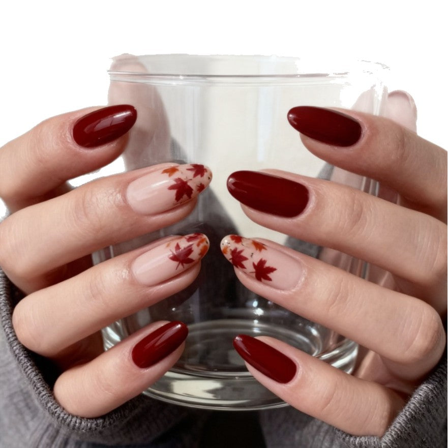 Herbstinspiriertes Glossy-Almond-förmiges Nagelkunst-Enhancements Brehn