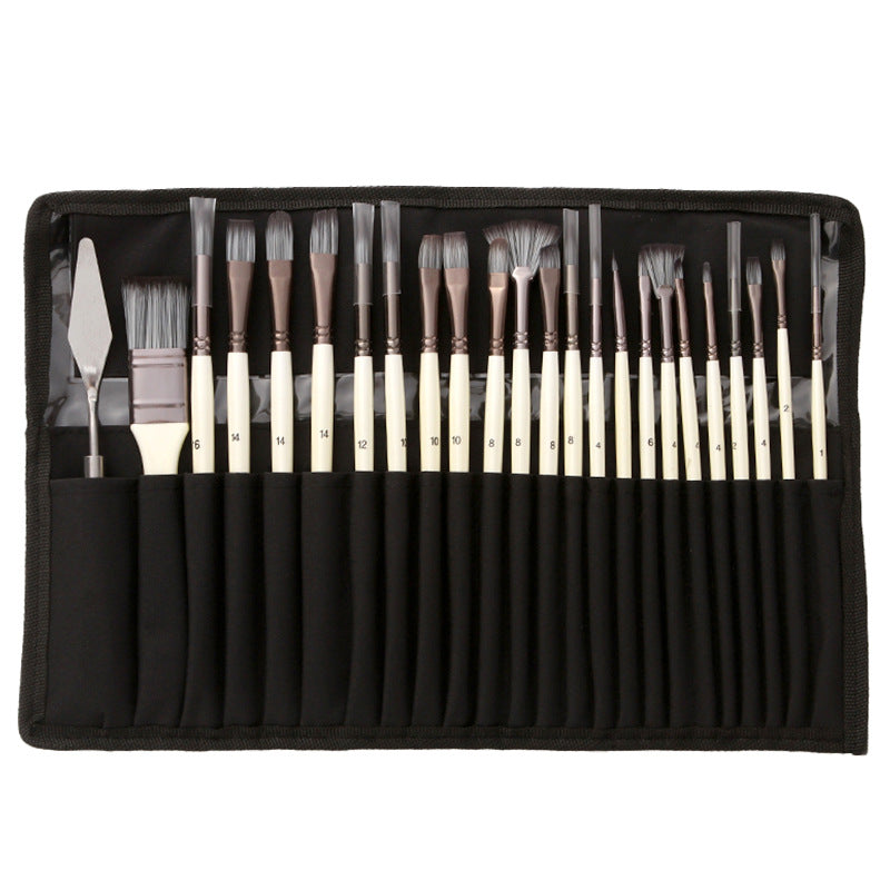 Pinselset 24-teilig mit Rollmappe und Malmesser | Brehn