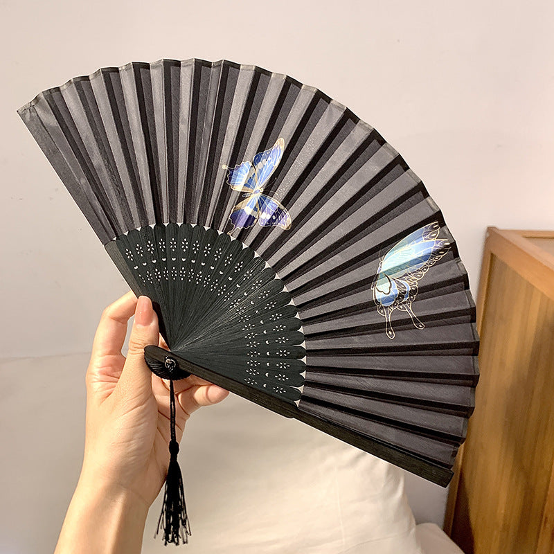 Handgefertigter Fächer mit Elegantem Schmetterlingsmotiv Brehn